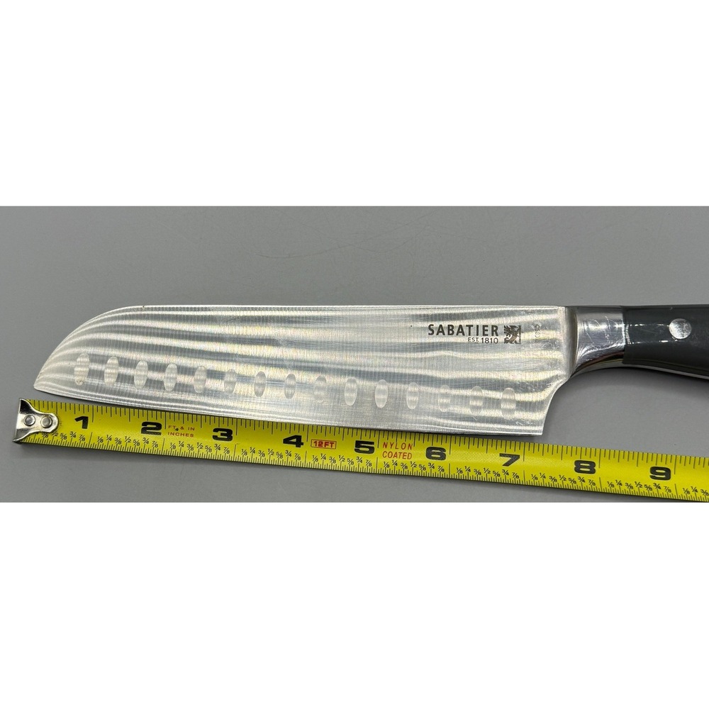Sabatier 21C890 2 Piece Knife Set 7in Santoku 8in Slicer Damascus Etched Steel - Picture 4 of 16
